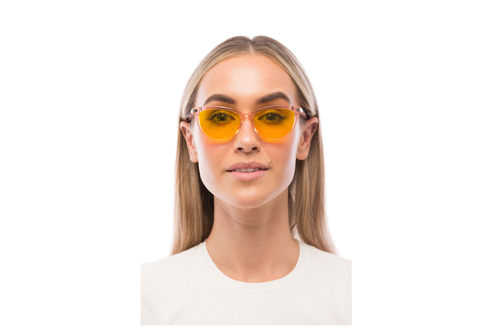 Woman Wearing Melissa Light Sensitivity Glasses