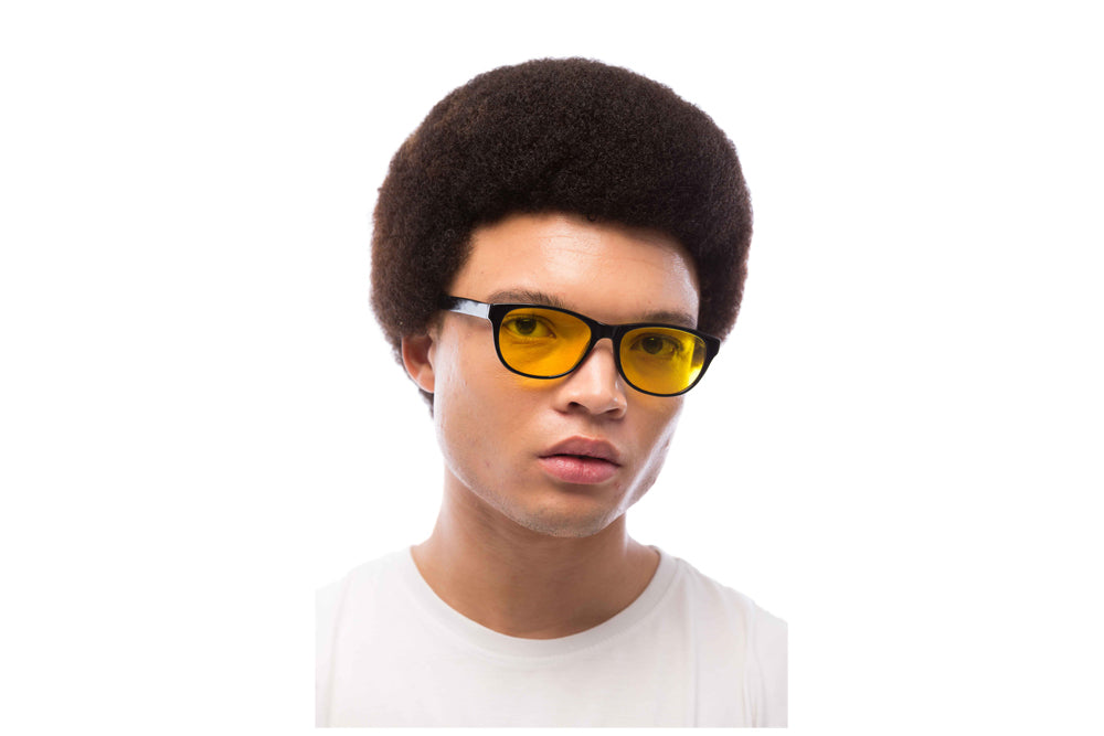 Man Wearing Morris Light Sensitivity Glasses