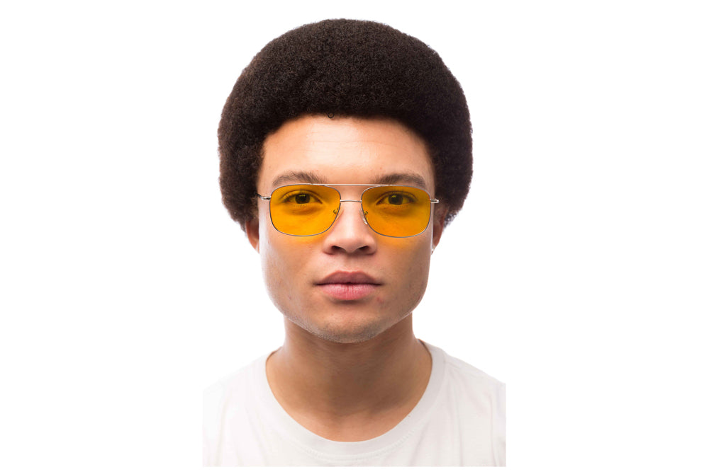 Man Wearing Magnum Light Sensitivity Glasses Readers