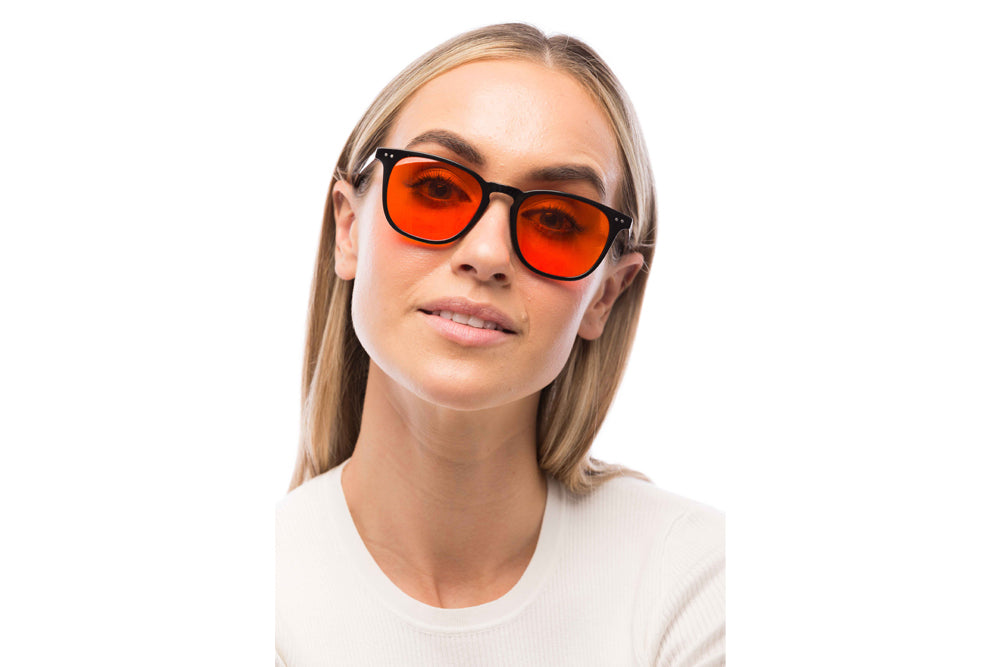 Woman Wearing Parker Blue Light Blocking Glasses Readers