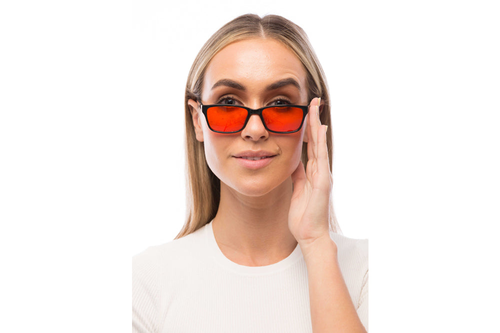 Woman Wearing Denver Blue Light Blocking Glasses Prescription