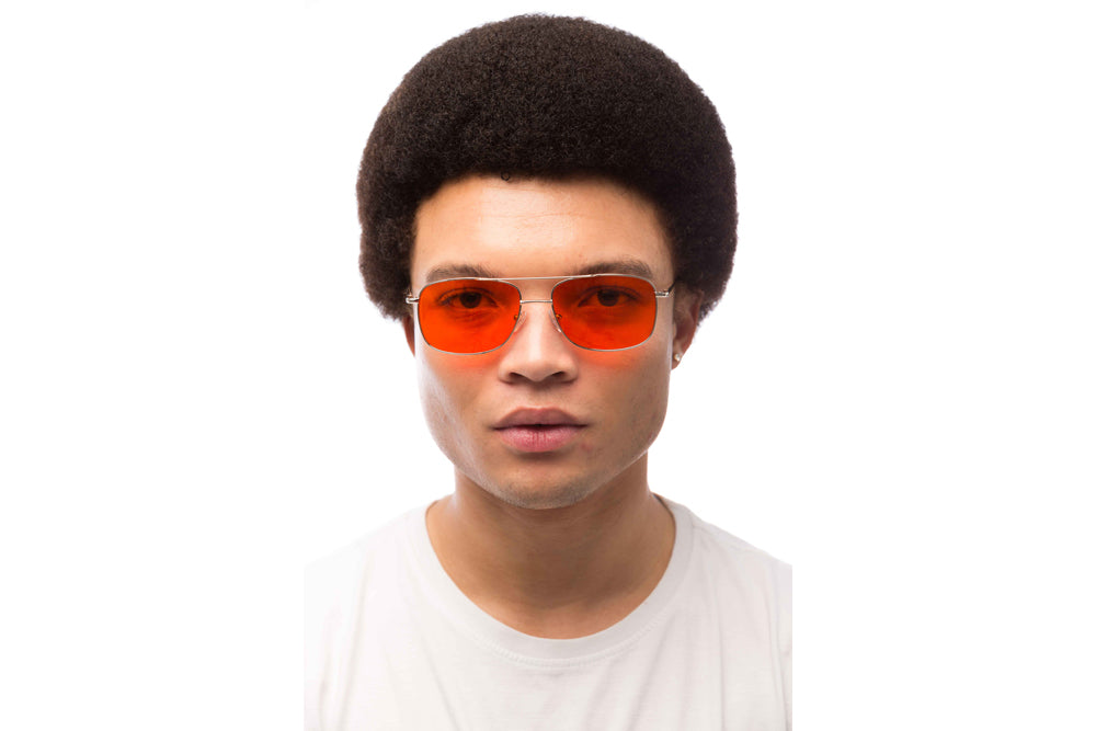 Man Wearing Magnum Blue Light Blocking Glasses Readers