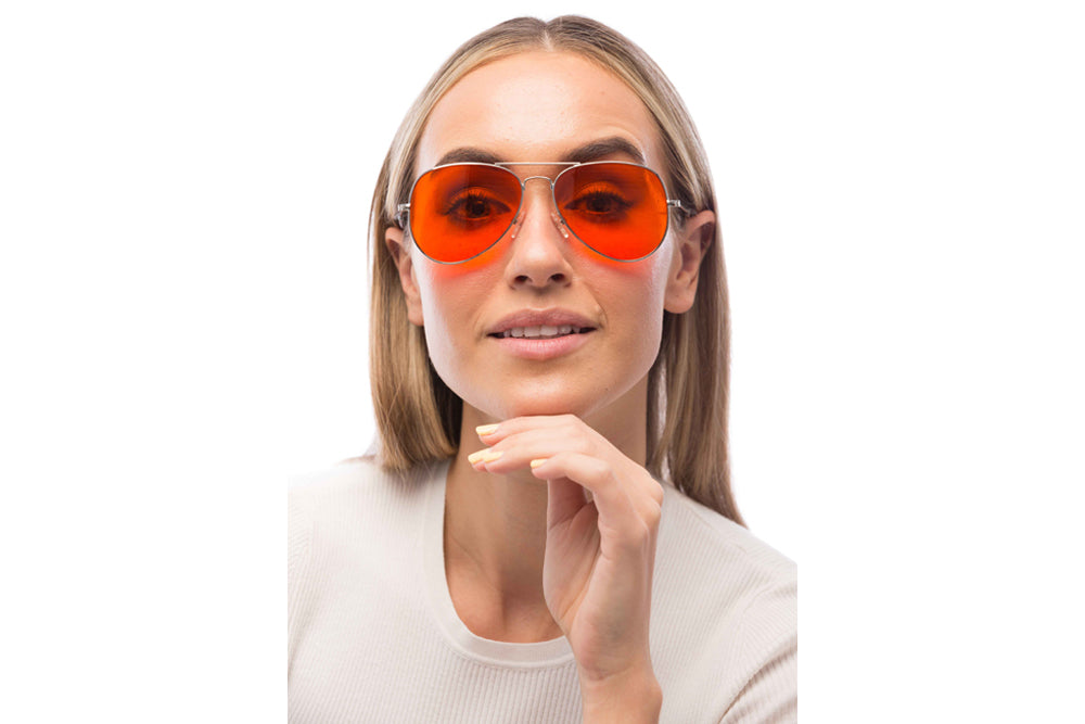 Man Wearing Maverick Blue Light Blocking Glasses