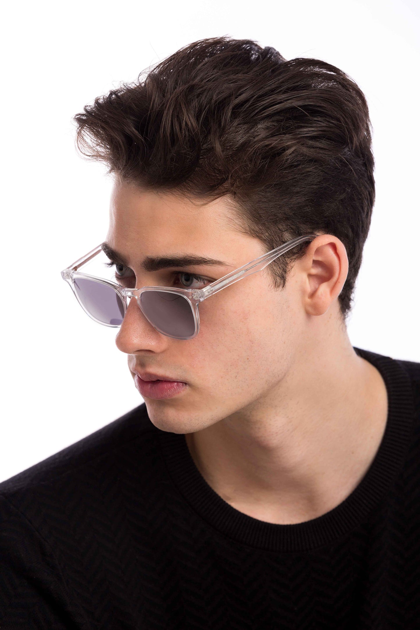 Man Wearing Crystal Sunglasses Readers (Grey)