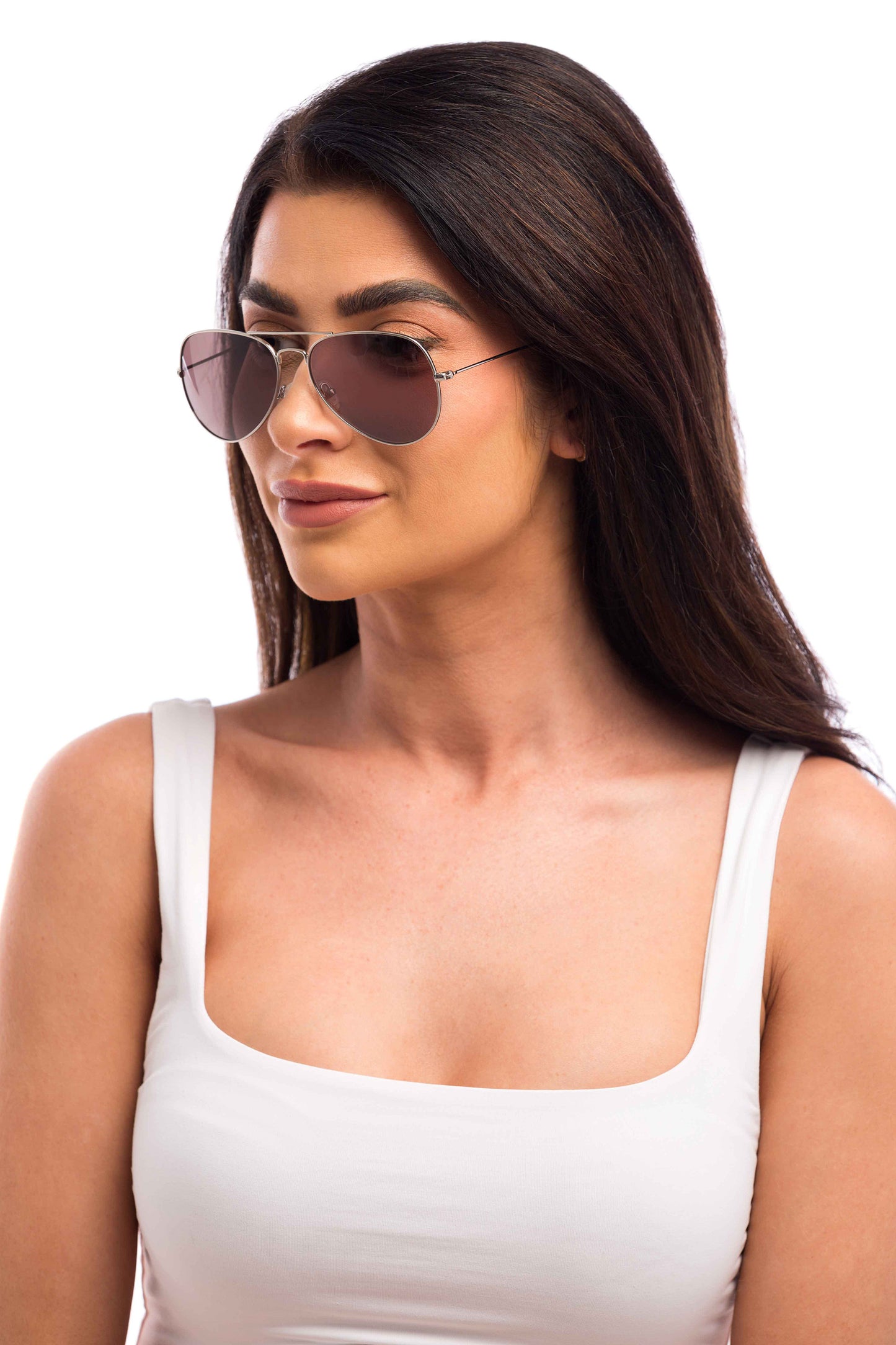 Woman Wearing Maverick Sunglasses (Brown)