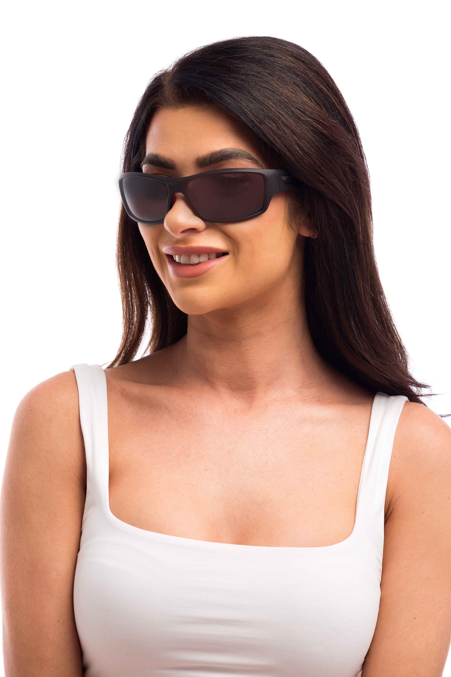 Woman Wearing Onyx Sunglasses Readers (Grey)