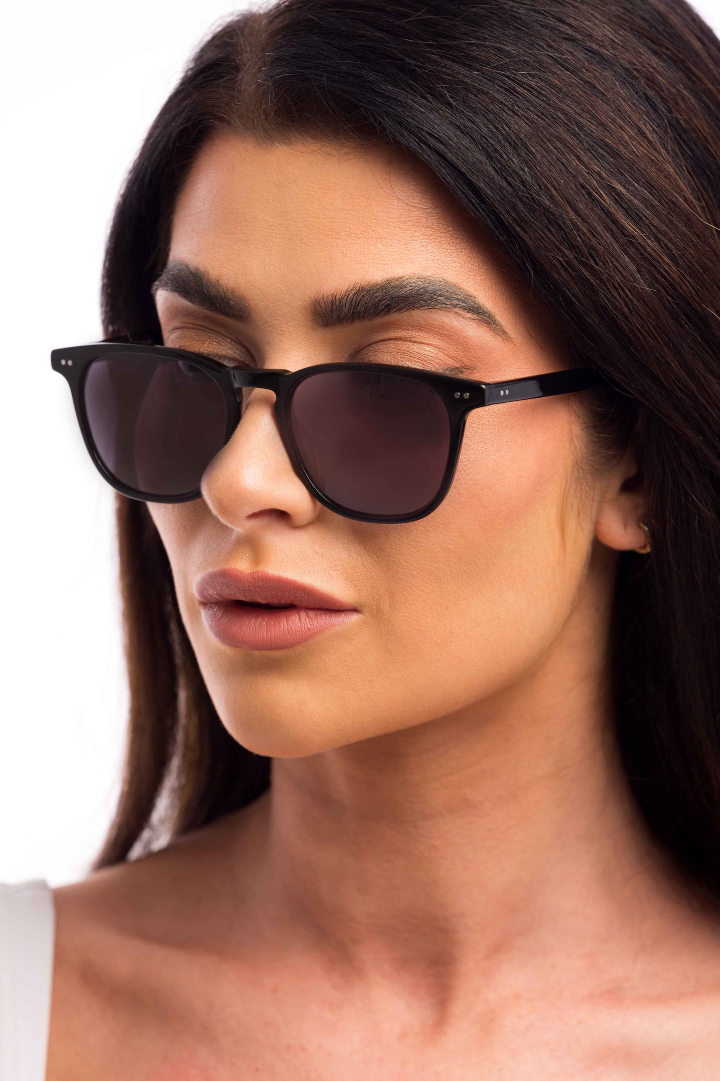 Woman Wearing Parker Sunglasses Prescription (Grey)