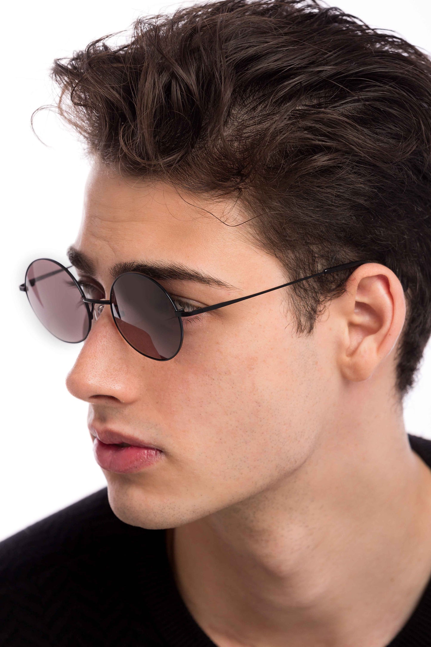 Man Wearing Lennon Sunglasses Readers (Brown)